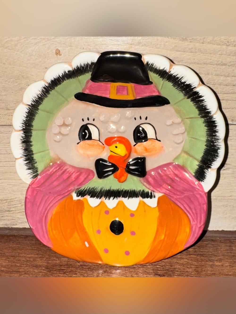 Cute 🥰 Johanna Parker Fall Thanksgiving Turkey 🦃 Pilgrim Hat Ceramic Spoon Rest